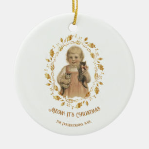 Weihnachtskatze Vintage Keramik Ornament