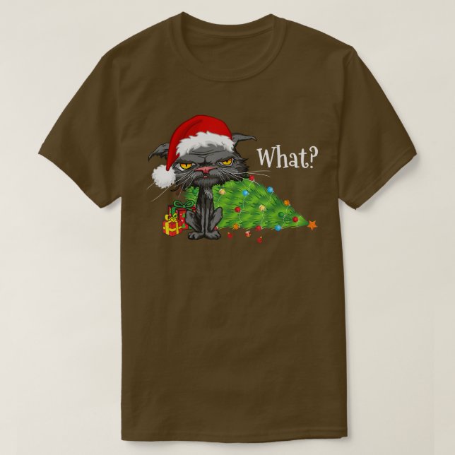 Weihnachtskatze Was gelangweilte Katze Weihnachtsm T-Shirt (Design vorne)