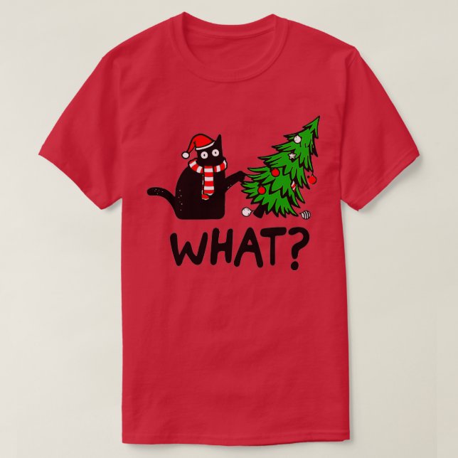 Weihnachtskatze Was T-Shirt (Design vorne)