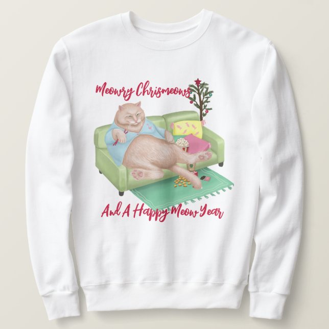 Weihnachtskatze - Weihnachts-Sweatshirt Sweatshirt (Design vorne)