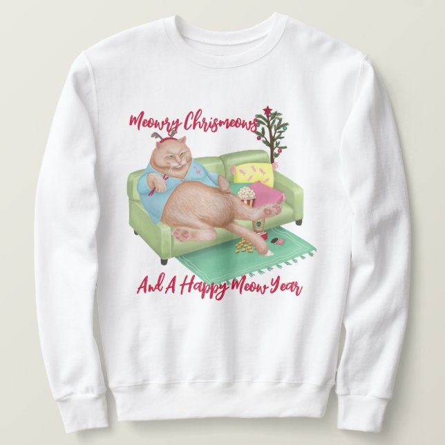 Weihnachtskatze - Weihnachts-Sweatshirt Sweatshirt (Design vorne)