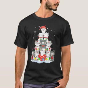 Weihnachtskatze Weihnachtsbaum Katze trägt Strumpf T-Shirt