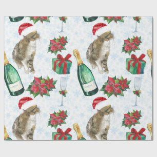 Weihnachtskatze Winterfest Geschenkpapier