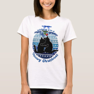 Weihnachtskatze Womens Tshirts, Niedlicher Cat T - T-Shirt