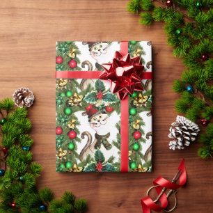 Weihnachtskatze zum Feiern Geschenkpapier