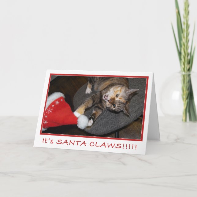 Weihnachtskatzen-Angriff II Feiertagskarte (Vorderseite)