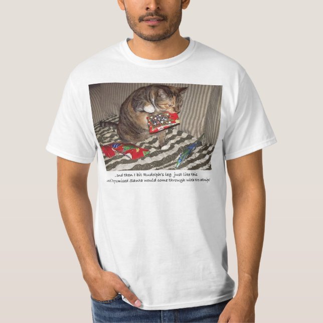 Weihnachtskatzen-Angriff T-Shirt (Vorderseite)