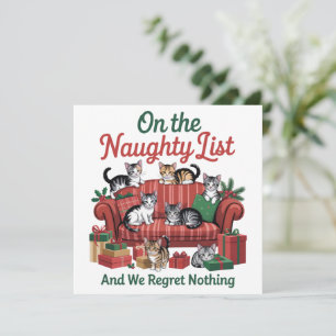 Weihnachtskatzen auf der unartigen Liste 90er Retr Feiertagskarte
