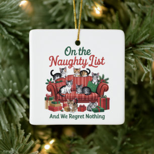 Weihnachtskatzen auf der unartigen Liste 90er Retr Keramikornament