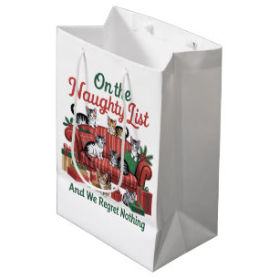 Weihnachtskatzen auf der unartigen Liste 90er Retr Mittlere Geschenktüte