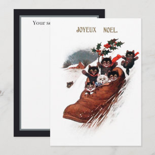 Weihnachtskatzen aus festlichem Jahrgang geben Sti Mitteilungskarte