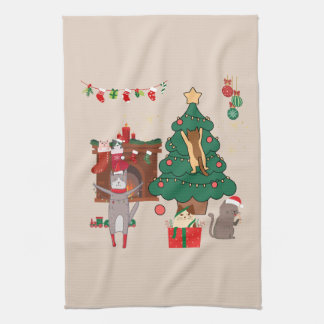 Weihnachtskatzen Chaos Geschirrtuch