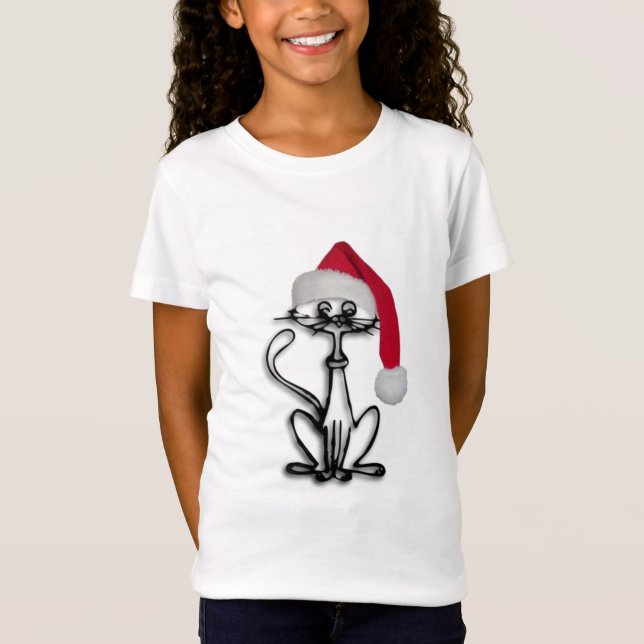 Weihnachtskatzen-Feiertag T-Shirt (Vorderseite)