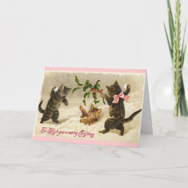 Weihnachtskatzen Feiertagskarte (Vorderseite)