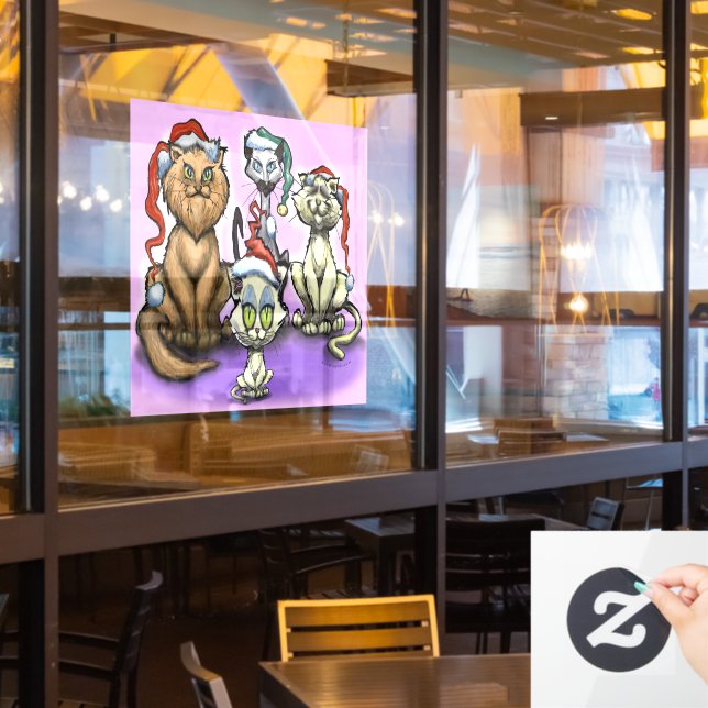 Weihnachtskatzen Fensterklammer Fensteraufkleber (Restaurantfenster)