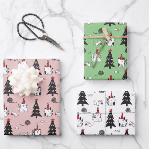 Weihnachtskatzen Funny Pattern Geschenkpapier Set