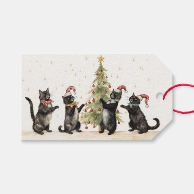 Weihnachtskatzen Geschenkanhänger (Vorderseite (Horizontal))