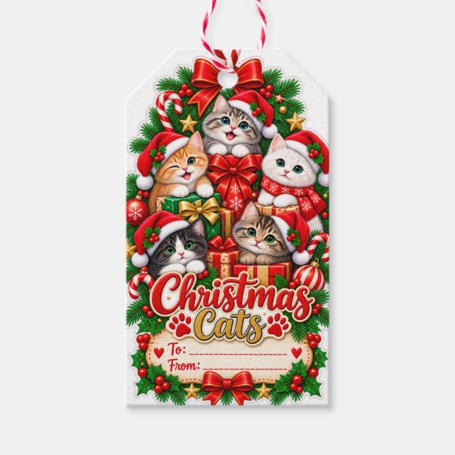 Weihnachtskatzen-Geschenkanhänger Geschenkanhänger (Vorderseite)