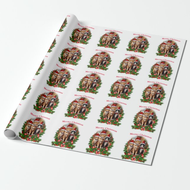 Weihnachtskatzen Geschenkpapier (Ungerollt)