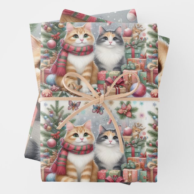 Weihnachtskatzen Geschenkpapier Set (Beispiel)