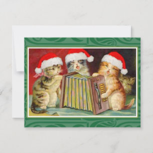 Weihnachtskatzen im Retro-Stil Einladung