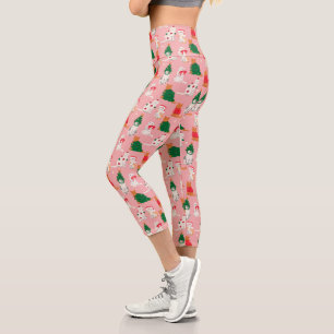 Weihnachtskatzen in festem Muster Capri Leggings