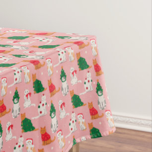 Weihnachtskatzen in festem Muster Tischdecke