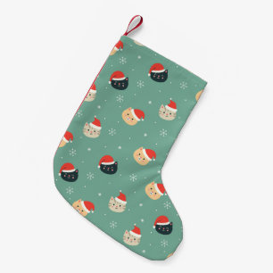 Weihnachtskatzen in Weihnachtsmannmützen Muster Kleiner Weihnachtsstrumpf