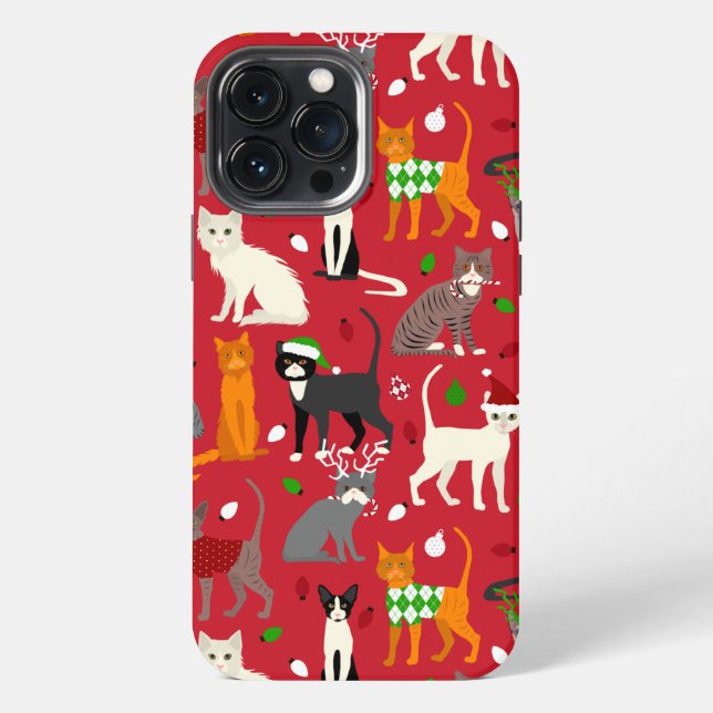 Weihnachtskatzen iPhone Hülle (Rückseite)