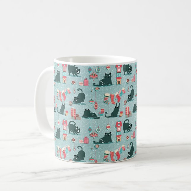 Weihnachtskatzen Kaffeetasse (Vorderseite Links)