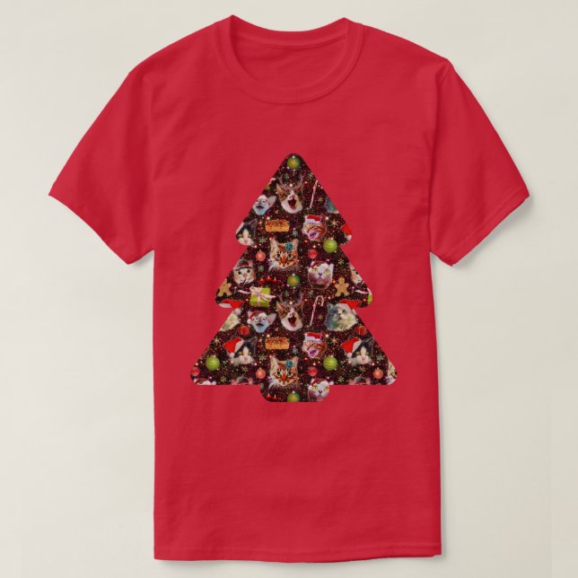 Weihnachtskatzen-Köpfe Raum-im lustigen T-Shirt (Design vorne)