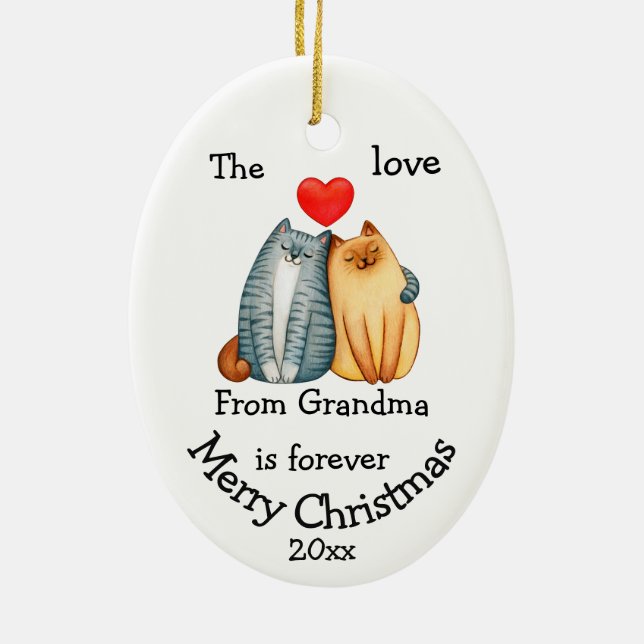 Weihnachtskatzen Liebe nach Maß aus Oma Zitat Keramik Ornament (Hinten)