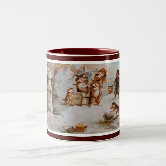 Weihnachtskatzen Maurice Boulangers Zweifarbige Tasse (Mittel)