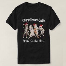 Weihnachtskatzen mit Santa-Hüten Süß Lustig Urlaub T-Shirt