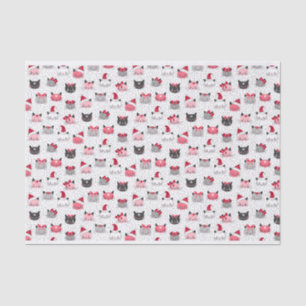 Weihnachtskatzen mit Weihnachtsmannmützen Seidenpapier