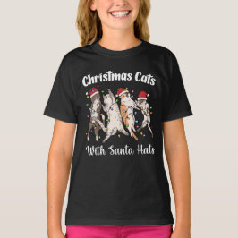 Weihnachtskatzen mit Weihnachtsmannmützen Süß Lust T-Shirt