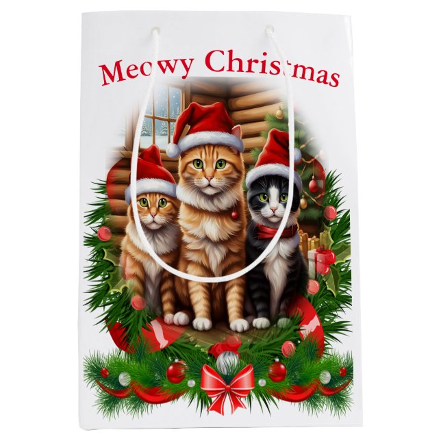 Weihnachtskatzen Mittlere Geschenktüte (Vorderseite)