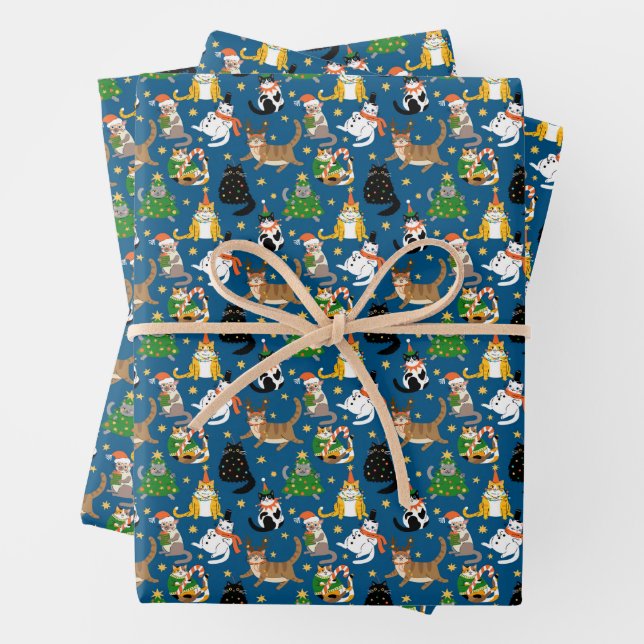 Weihnachtskatzen Muster Geschenkpapier Set (Beispiel)