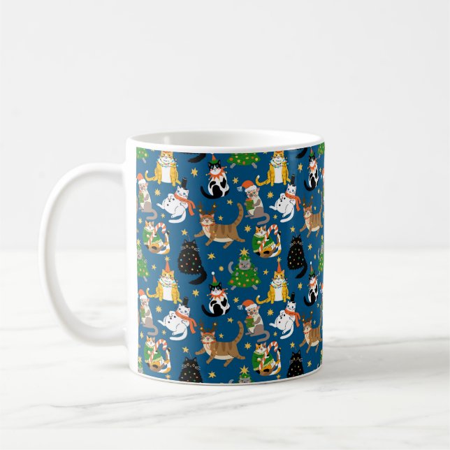 Weihnachtskatzen Muster Kaffeetasse (Links)