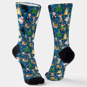 Weihnachtskatzen Muster Socken