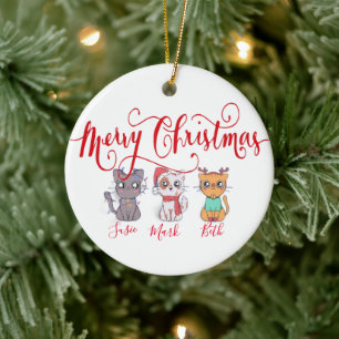 Weihnachtskatzen personalisiert keramik ornament