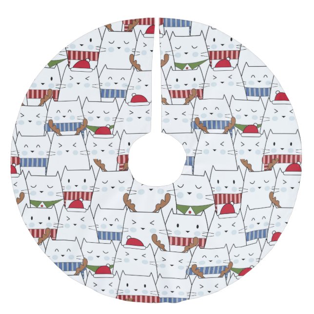 Weihnachtskatzen Polyester Weihnachtsbaumdecke (Vorderseite)