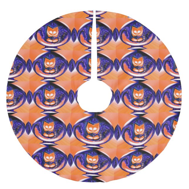 Weihnachtskatzen Polyester Weihnachtsbaumdecke (Vorderseite)