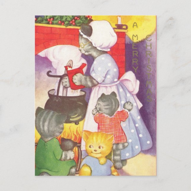 Weihnachtskatzen Postkarte (Vorderseite)