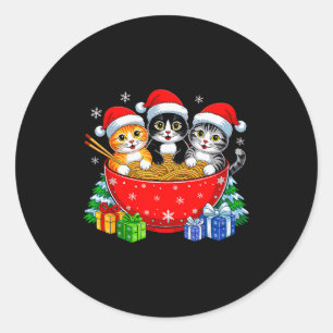 Weihnachtskatzen Ramen Kätzchen Anime Weihnachten  Runder Aufkleber