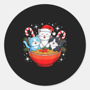 Weihnachtskatzen Ramen Kitten Anime Männer Frauen Runder Aufkleber
