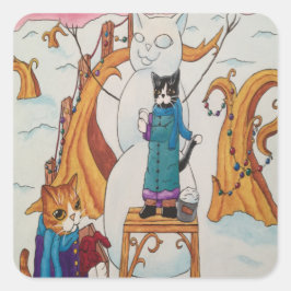 Weihnachtskatzen Rechteckige Aufkleber