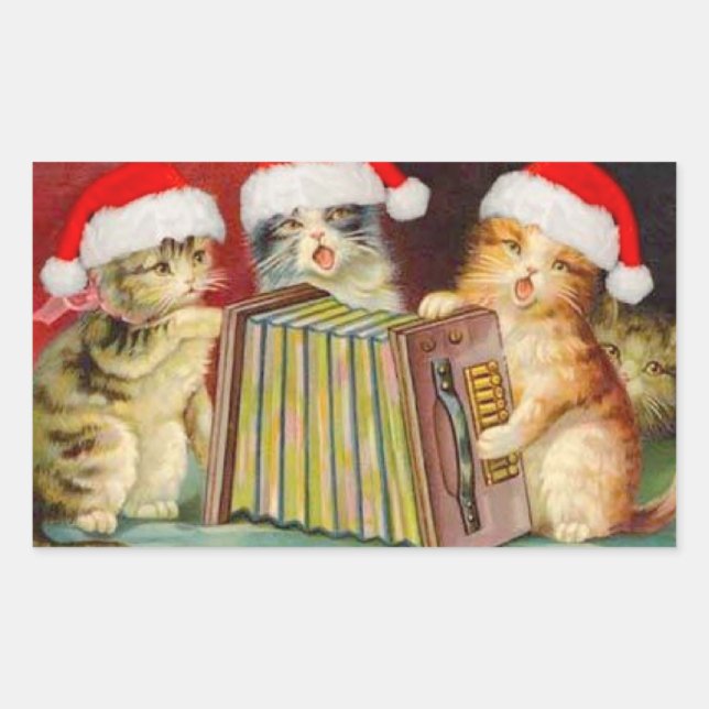 Weihnachtskatzen Rechteckiger Aufkleber (Vorderseite)