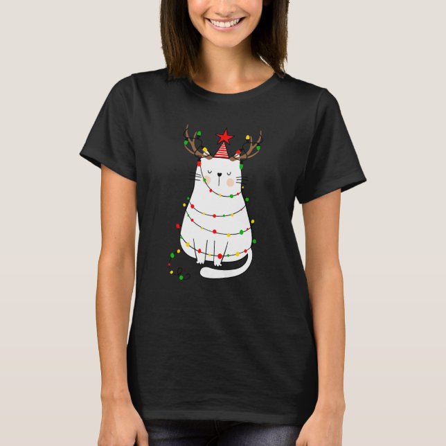 Weihnachtskatzen Rentiermelder für Männer Frauen J T-Shirt (Vorderseite)