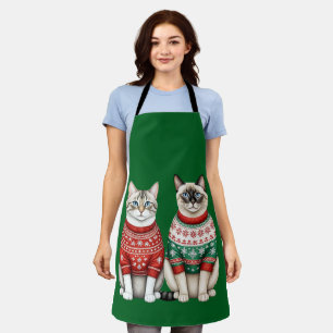 Weihnachtskatzen, Schürze Tabby und Siamkatzen